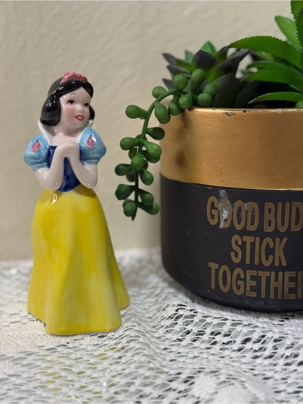 Yellow Princess Figurine Ceramic Home Party Decor